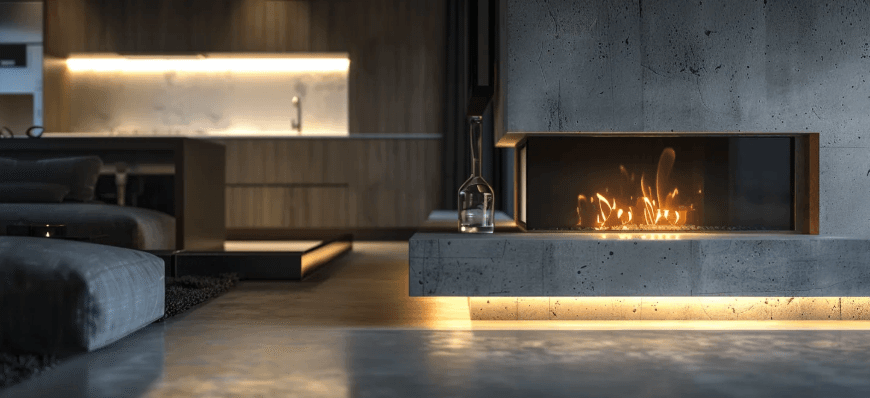 Cement Look Fireplace